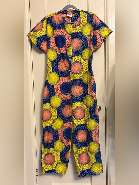 Yevu Pants - Yevu short sleeve jumpsuit in Celestial print